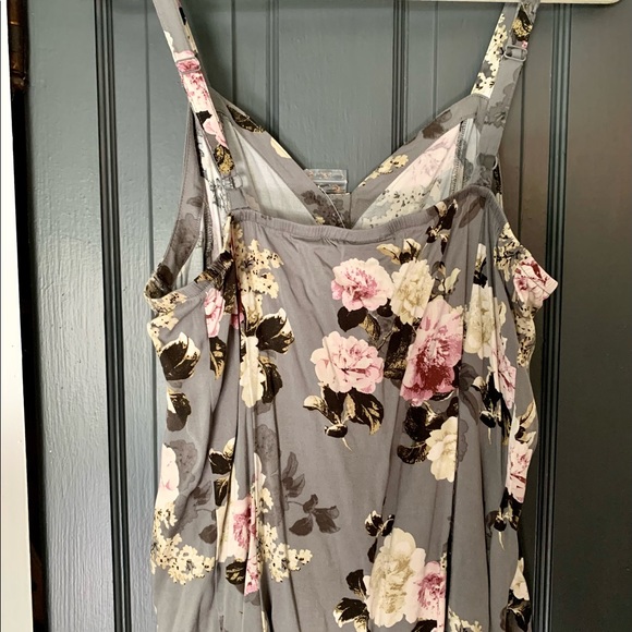 NWT GREY FLORAL CHALLIS FIT & FLARE MIDI CAMI - Picture 4 of 8